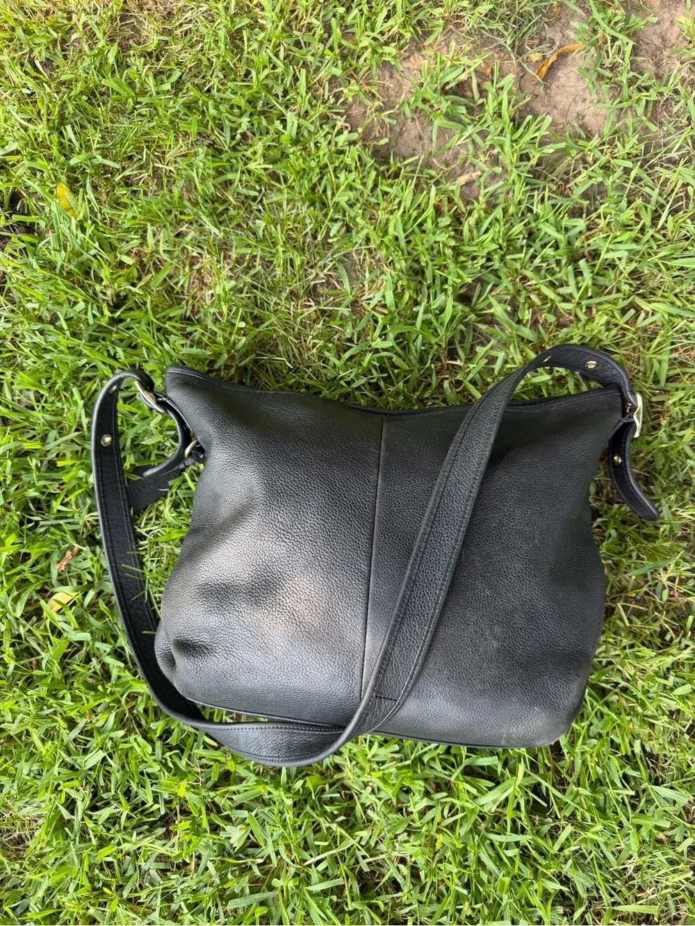 Coach Black Pebbled Leather Hobo with Gold Logo